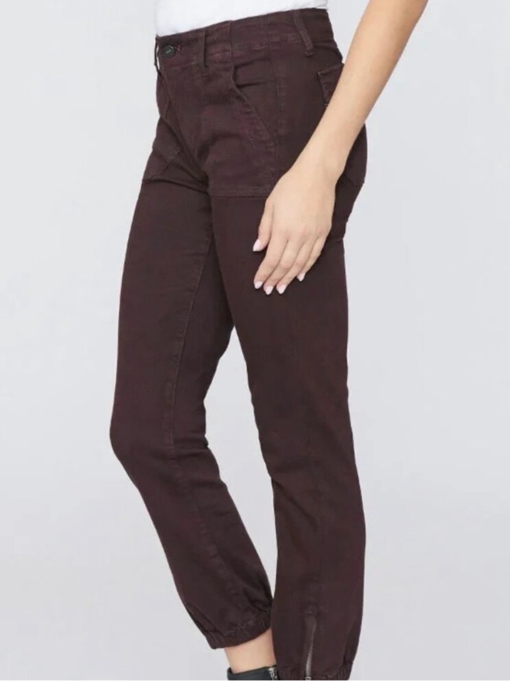 PAIGE Mayslie Copped Jeans/Jogger - Black Cherry -Size 28